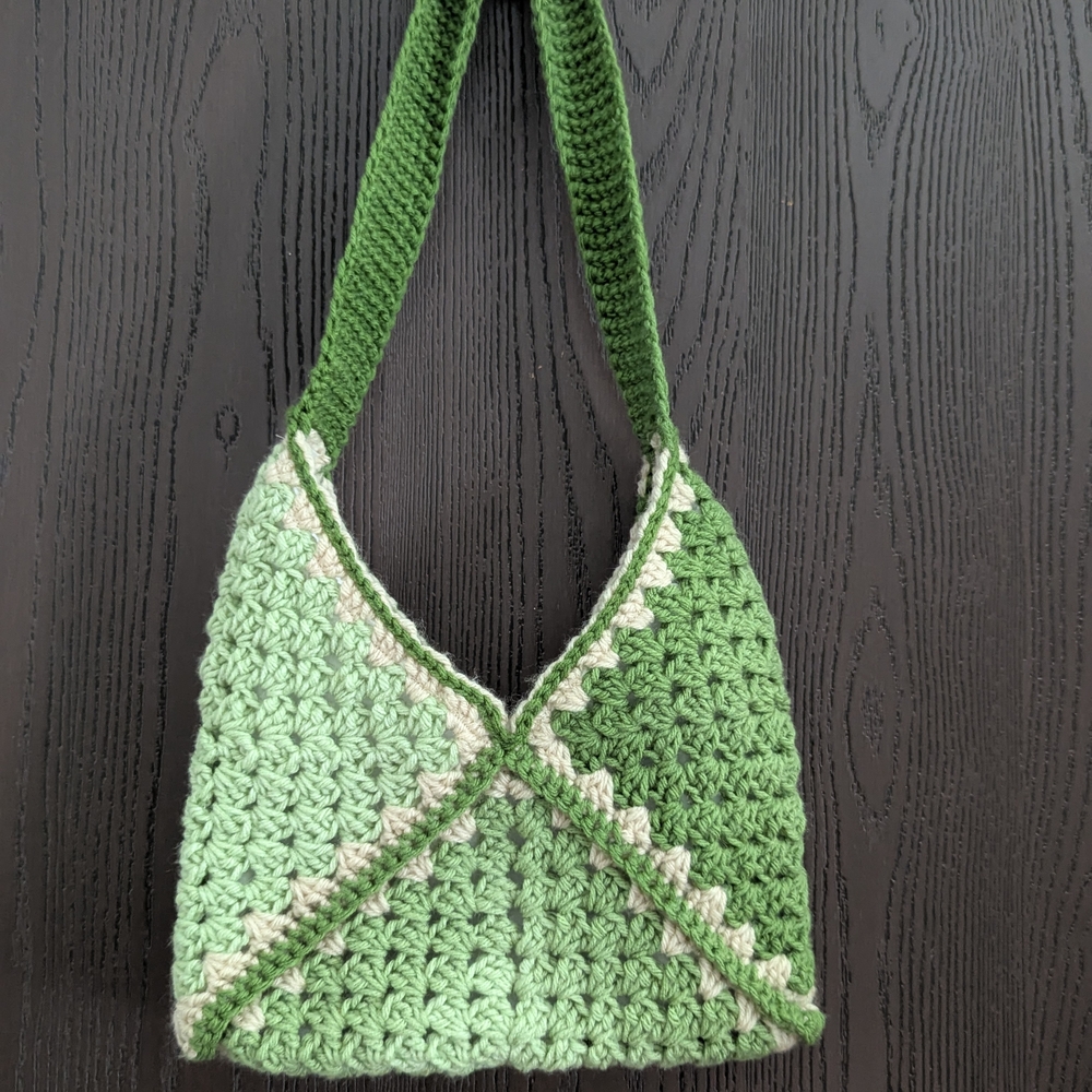 Crochet Green Shoulder Bag Handmade
